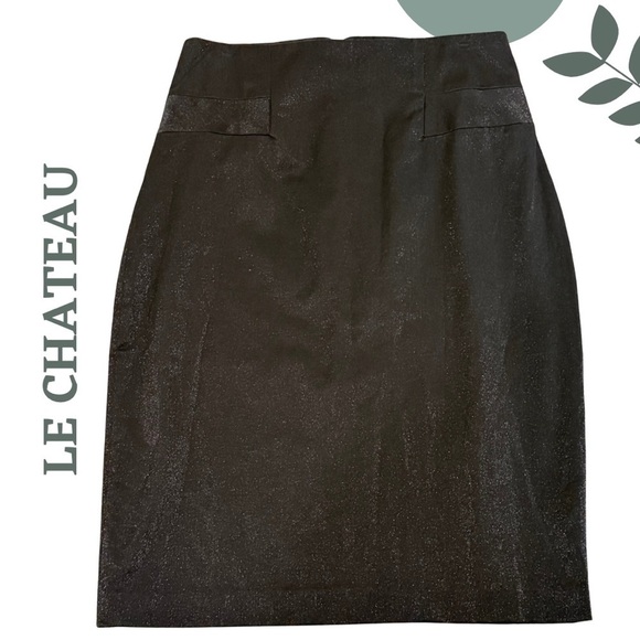 le chateau Dresses & Skirts - 🛍️3/$40 LE CHÂTEAU Black Shimmer Pencil Skirt – Size 11/12